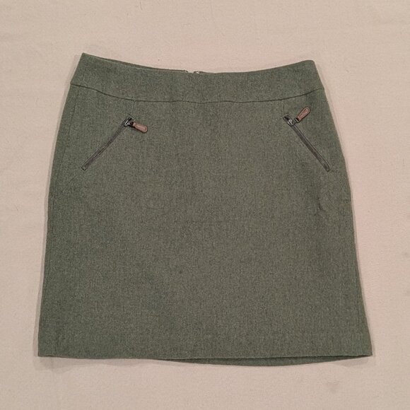 Talbots Green Pencil Skirt Wool Blend Zippered Pockets - Women's sz 8P - Picture 12 of 12